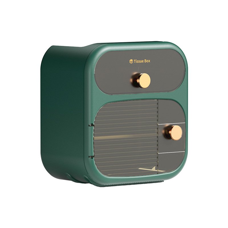 Toilet Tissue Holder Punch-free Waterproof Toilet Paper Box Wall-mounted Toilet Paper Rack Double-layer Tissue Box - Image 3