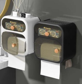 Toilet Tissue Holder Punch-free Waterproof Toilet Paper Box Wall-mounted Toilet Paper Rack Double-layer Tissue Box - Image 9
