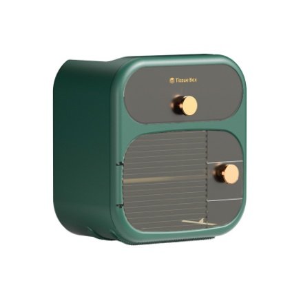 Toilet Tissue Holder Punch-free Waterproof Toilet Paper Box Wall-mounted Toilet Paper Rack Double-layer Tissue Box - Image 2