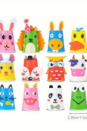 12 DIY Paper Bowl Crafts With Stickers, Handmade Disposable Paper Bowls, Creative Paper Bowls, Used For Party Decorations And Educational Fun
