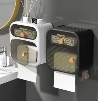 Toilet Tissue Holder Punch-free Waterproof Toilet Paper Box Wall-mounted Toilet Paper Rack Double-layer Tissue Box - Image 10